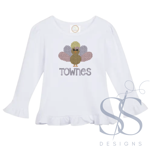 Girls Ruffle Hem Shirt - Fall/Thanksgiving