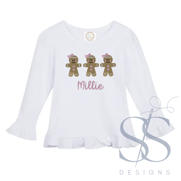 Girls Ruffle Hem Shirt - Christmas