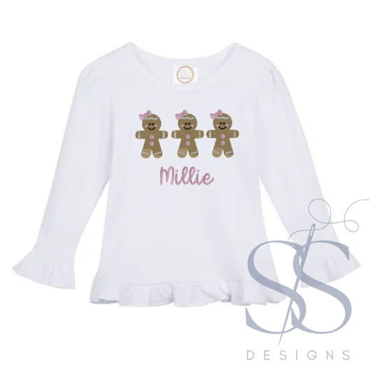 Girls Ruffle Hem Shirt - Christmas