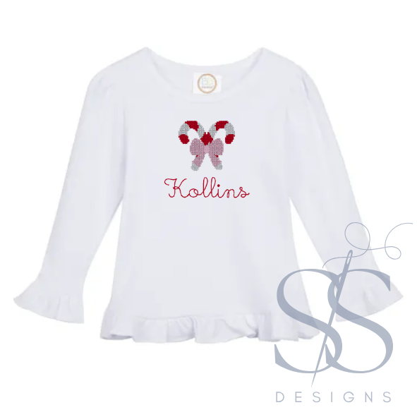 Girls Ruffle Hem Shirt - Christmas
