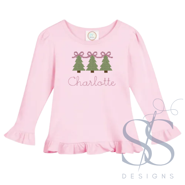Girls Ruffle Hem Shirt - Christmas