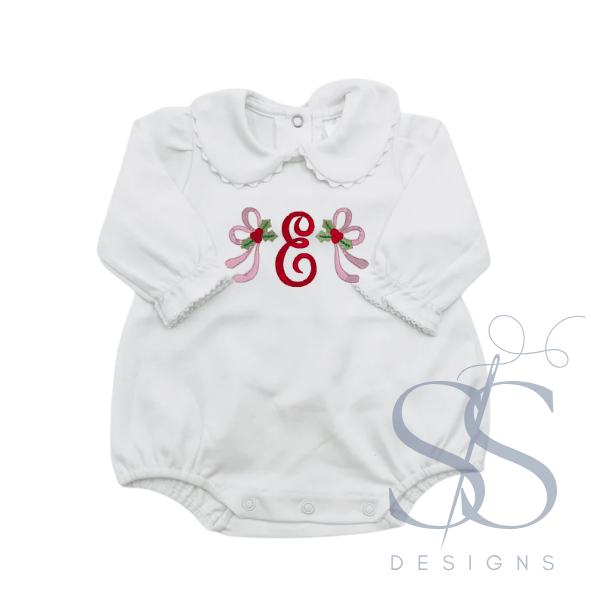 Girls Peter Pan Collar Bubble, Long Sleeve - Christmas