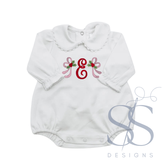 Girls Peter Pan Collar Bubble, Long Sleeve - Christmas