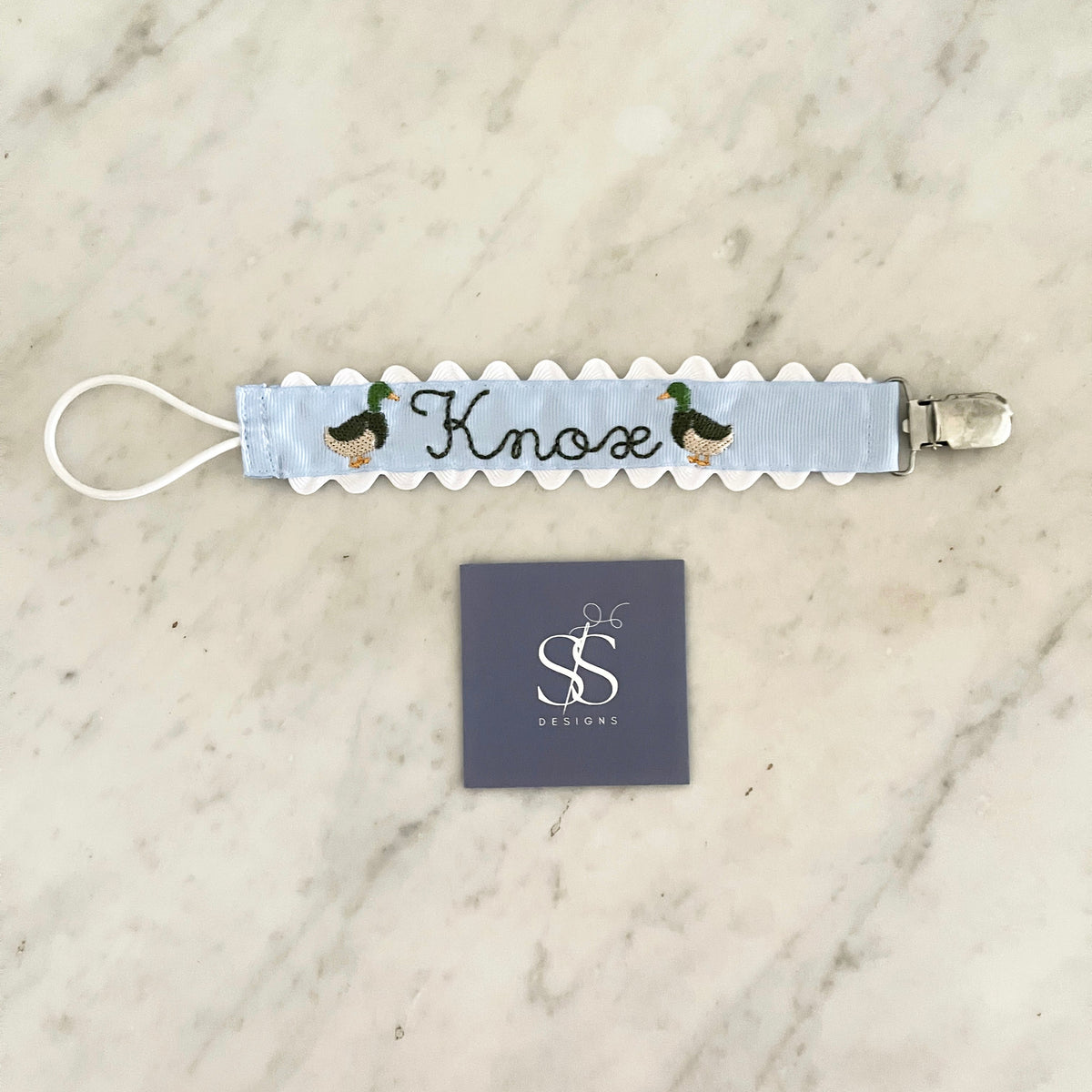 Embroidered Pacifier Clip