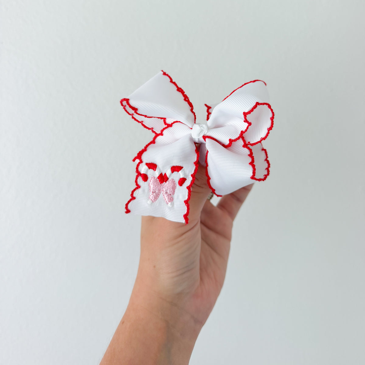 Girls Embroidered Bow - Christmas