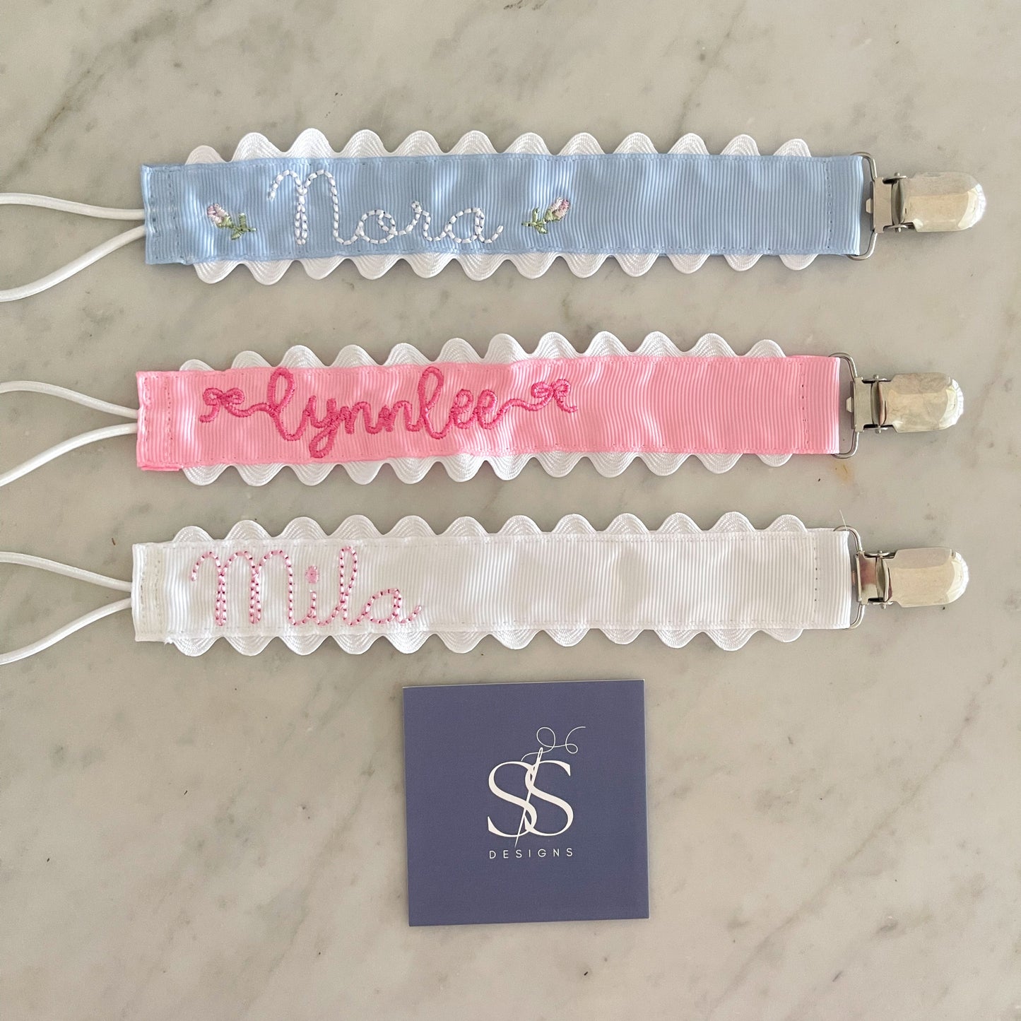 Embroidered Pacifier Clip