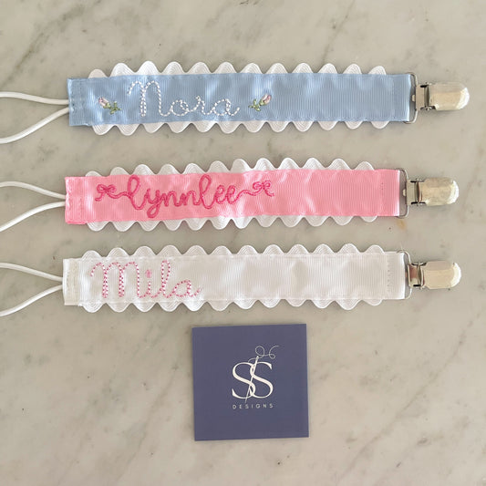 Embroidered Pacifier Clip