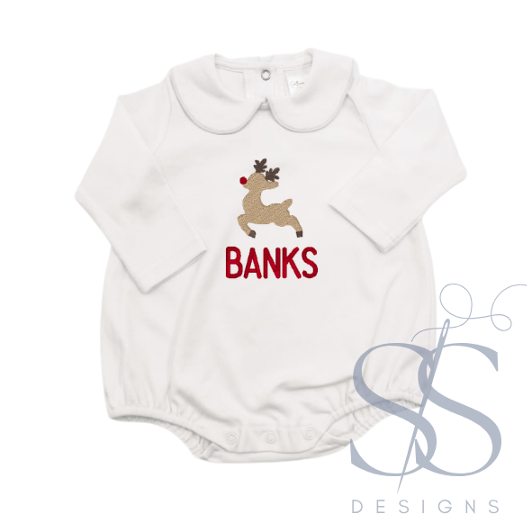 Boys Peter Pan Collar Bubble, Long Sleeve - Christmas