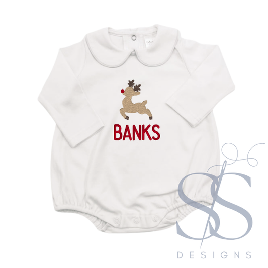 Boys Peter Pan Collar Bubble, Long Sleeve - Christmas