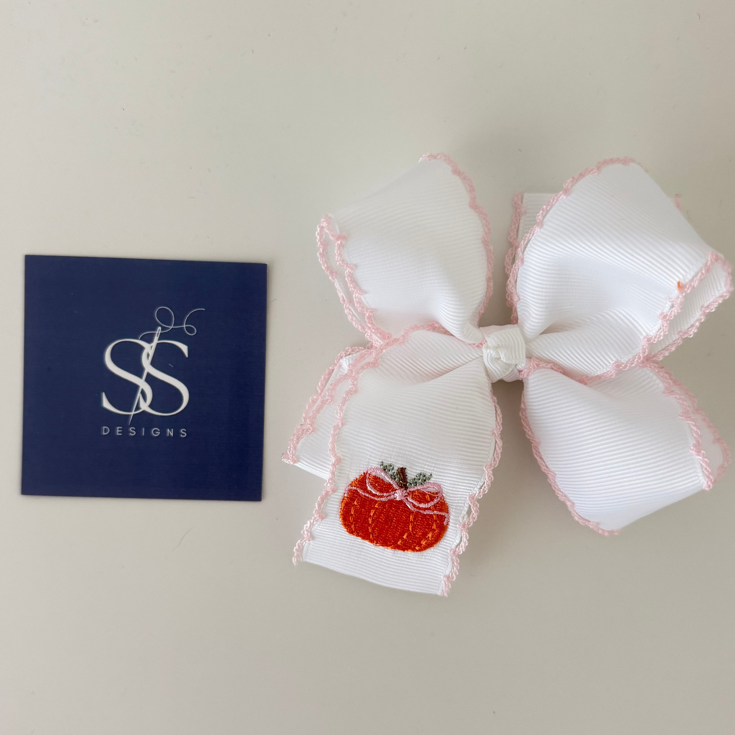 Girls Embroidered Bow - Fall